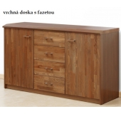 Masívna komoda kombi hrana rádiusová/s fazetou (dub cink)